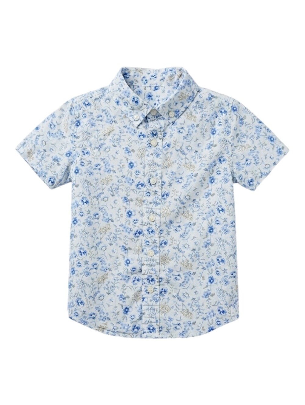 Janie & Jack Kids Blue Flowers Floral Button Short Down Cotton Easter Boys 8 Med